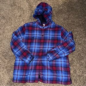 Like New L.L. Plaid Fleece Lined Hooded Jacket